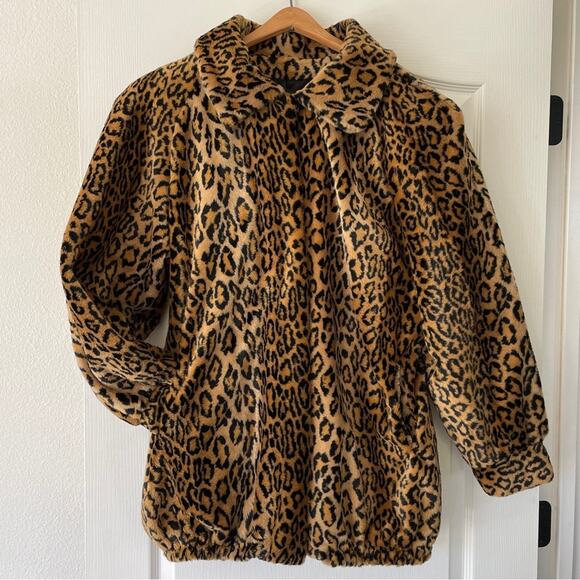 dennis basso Jackets & Blazers - Dennis Basso Leopard Print Faux Fur Coat 1X Vintage Animal Print Mob Wife Style